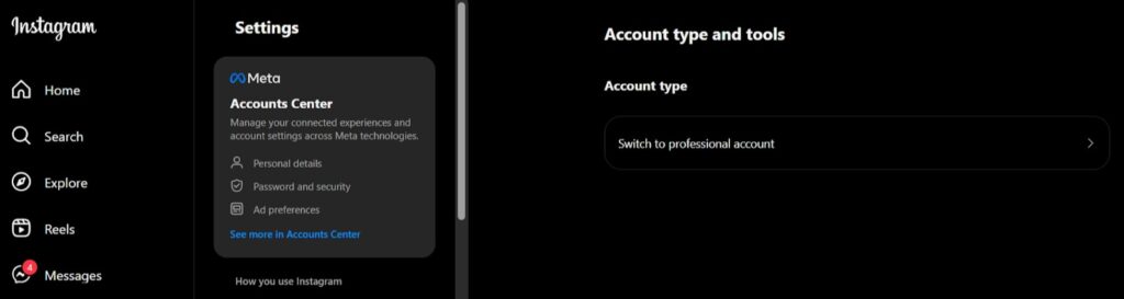 Step 2: Switch to a Business Account