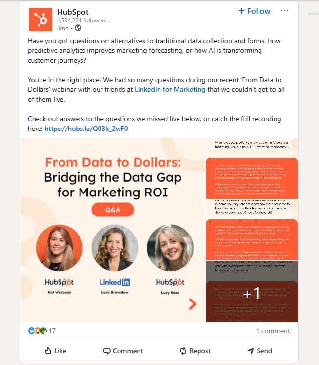 hubspot linkedin post