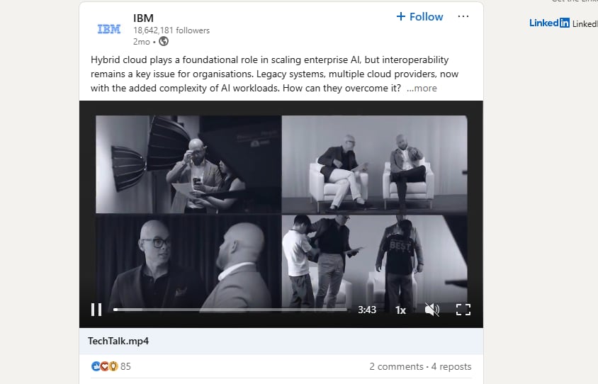 Linkedin post of IBM