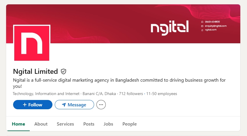 ngital linkedin page